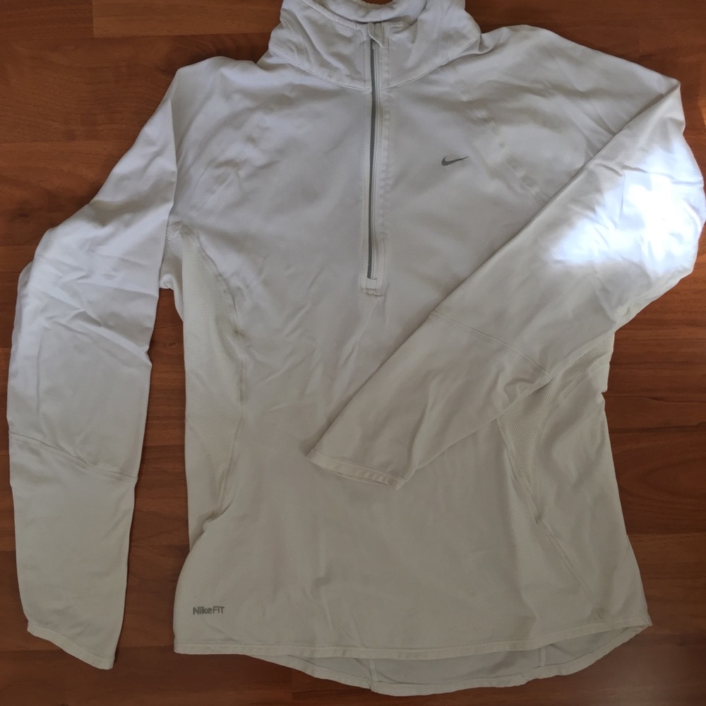 Nike FIT DRY white half zip long sleeve top